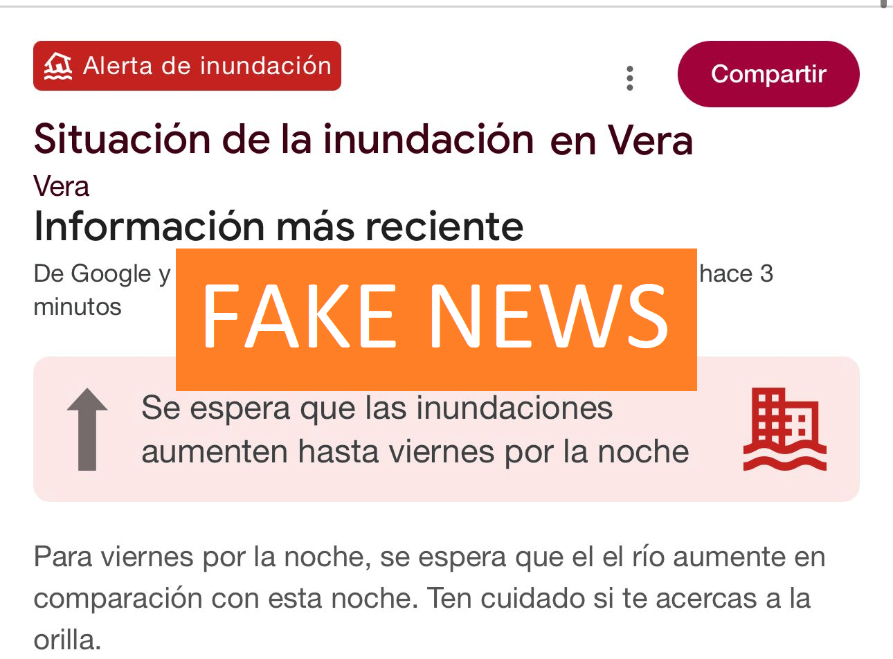 Falsa alarma de inundación en Vera: lo atribuyen a un error de la <b>inteligencia artificial</b> thumbnail