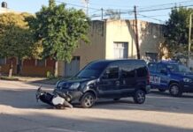 Accidente de tránsito entre moto y utilitario en Vera