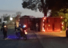 San Justo: volcó un camión jaula cargado en la Ruta 11