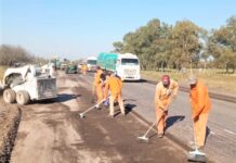 Trabajos de Vialidad Nacional en la Ruta 11, entre Vera y Malabrigo